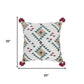 20" White And Red Geometric Cotton Throw Pillow Cover
