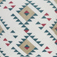 20" Off White Maroon And Teal Blue Geometric Cotton Throw Pillow Cover with Tassels