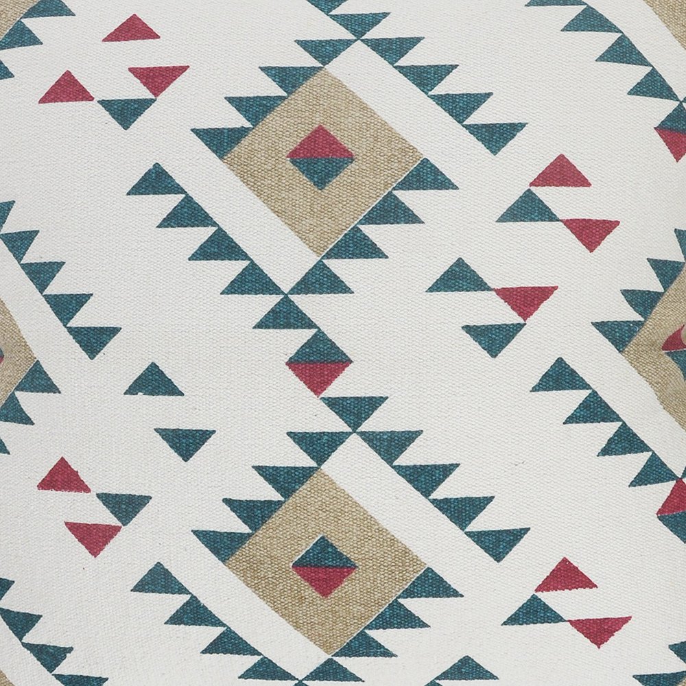 20" White And Red Geometric Cotton Throw Pillow Cover