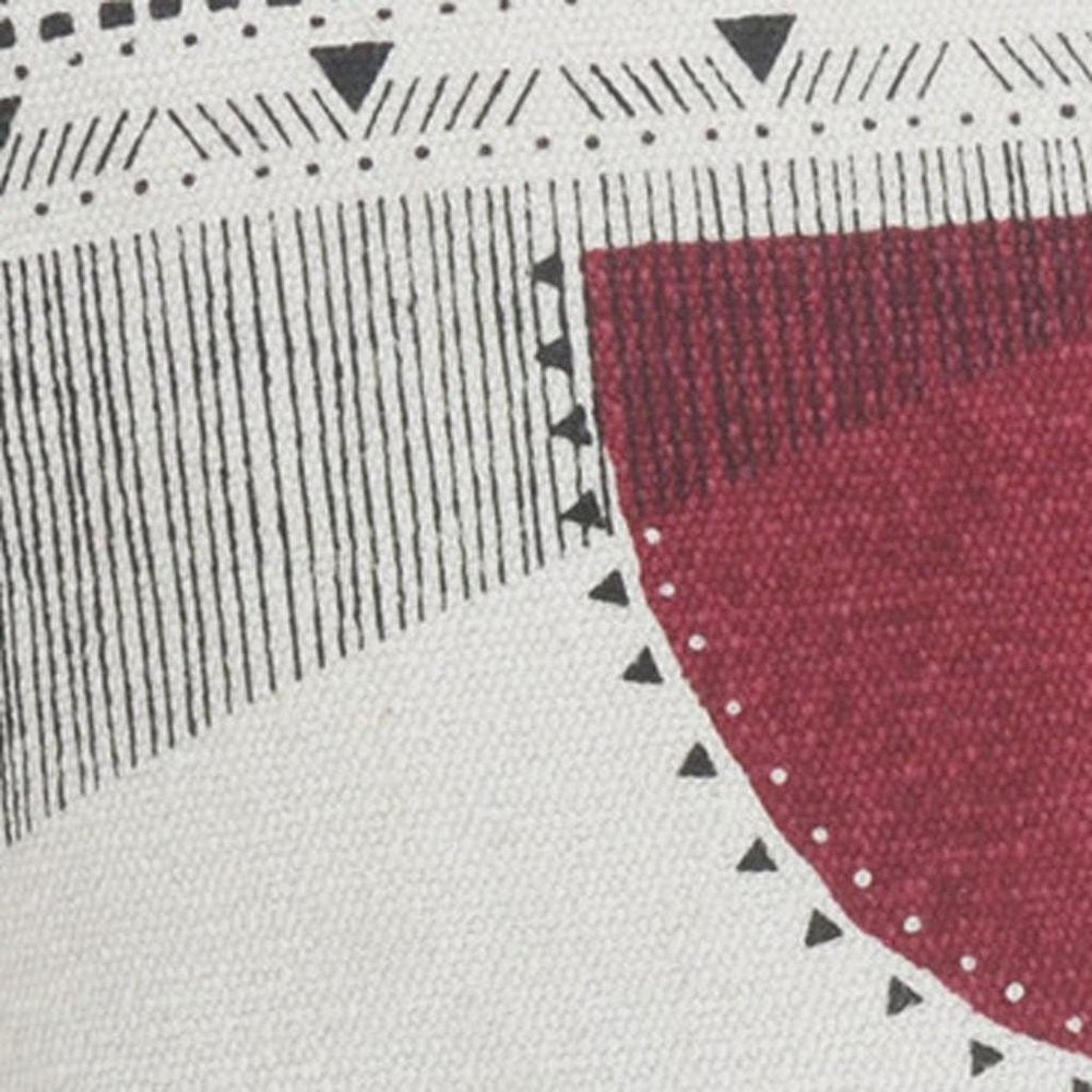 20" White And Black Geometric Cotton Throw Pillow Cover with Tassels