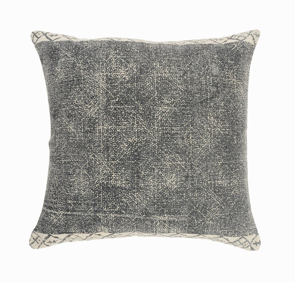 20" Beige And Gray Geometric Cotton Throw Pillow Cover