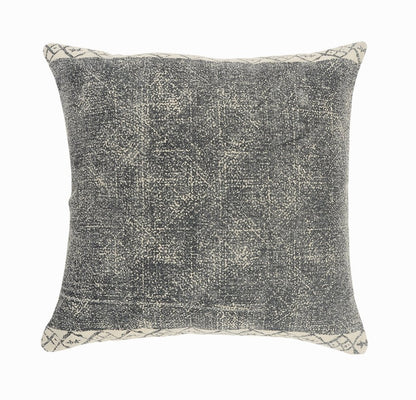 20" Beige And Gray Geometric Cotton Throw Pillow Cover