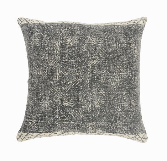 20" Beige And Gray Geometric Cotton Throw Pillow Cover