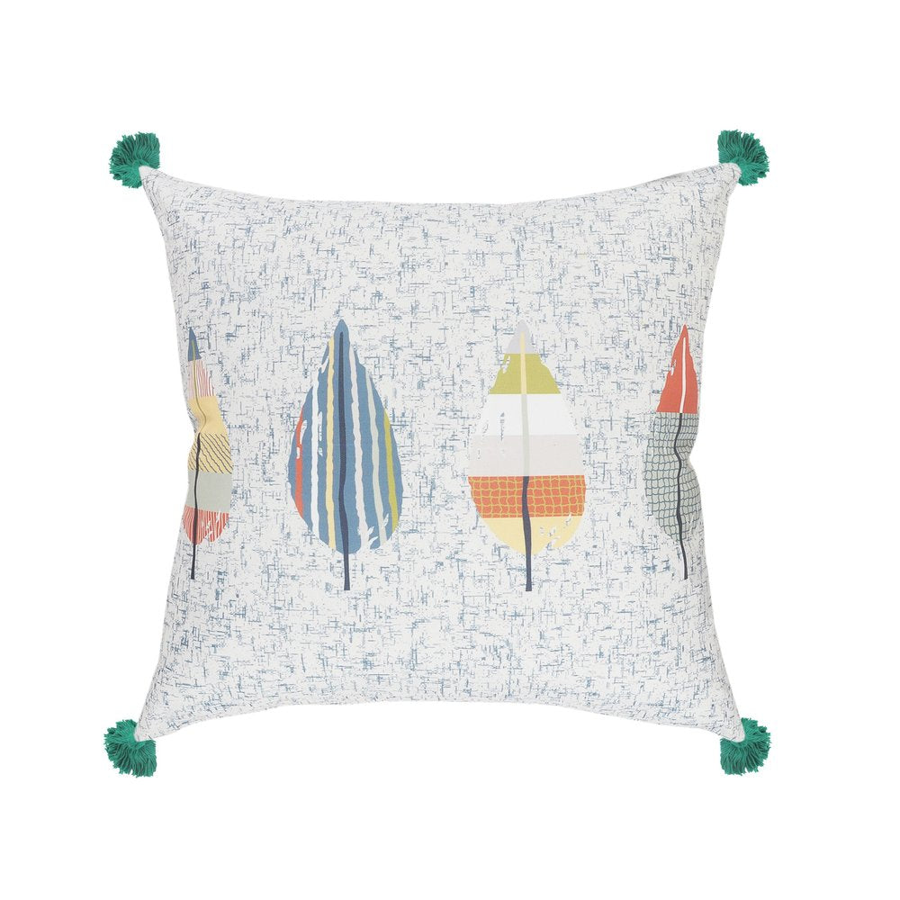 20" Blue And Cream Floral Throw Pillow Cover