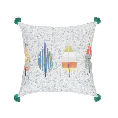 20" Blue And Cream Floral Throw Pillow Cover