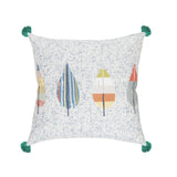 20" Blue And Cream Floral Throw Pillow Cover