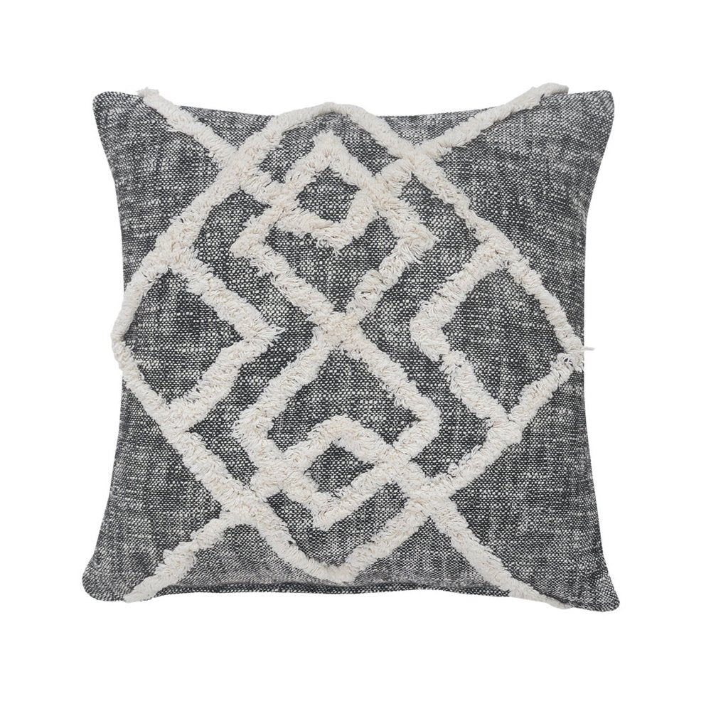 20" Black And Cream Geometric Cotton Throw Pillow Cover