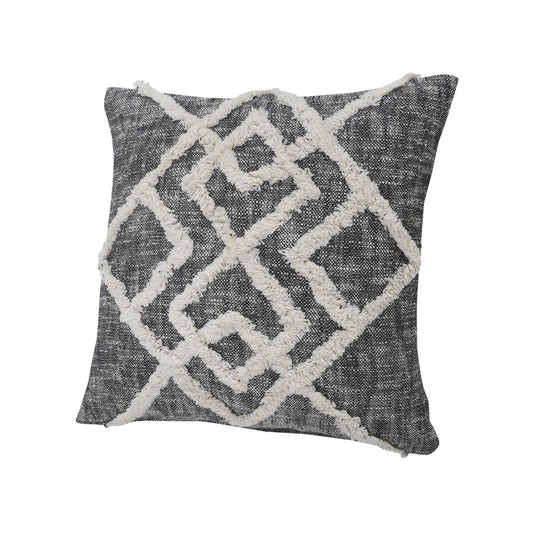 20" Black And Cream Geometric Cotton Throw Pillow Cover