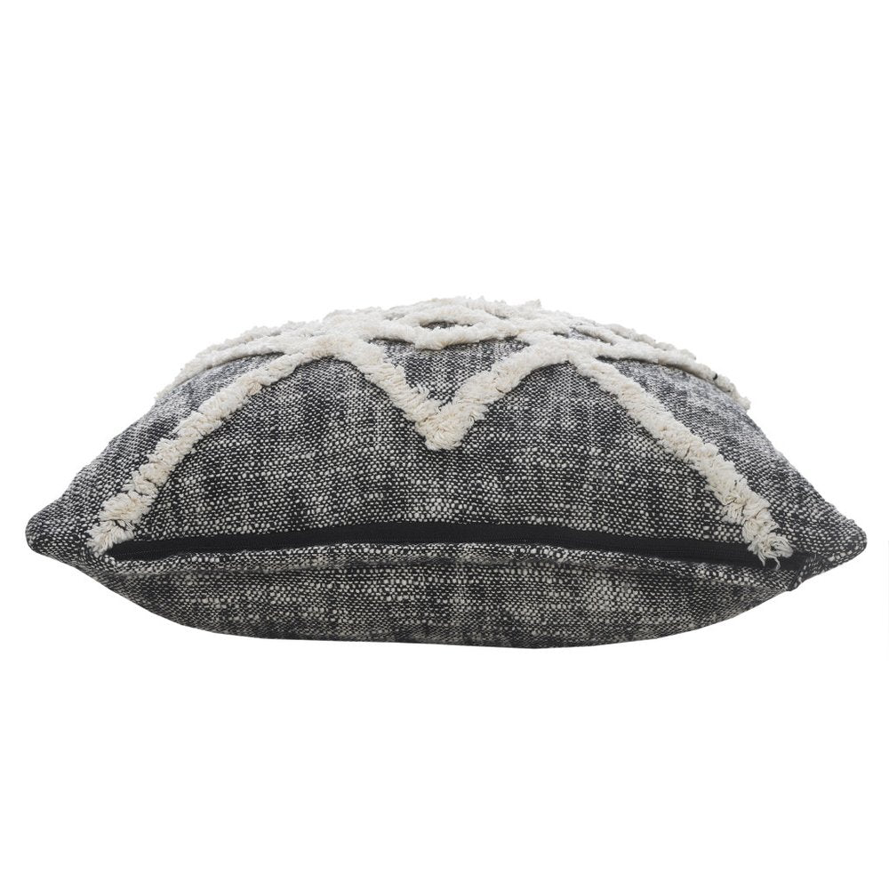 20" Black And Cream Geometric Cotton Throw Pillow Cover