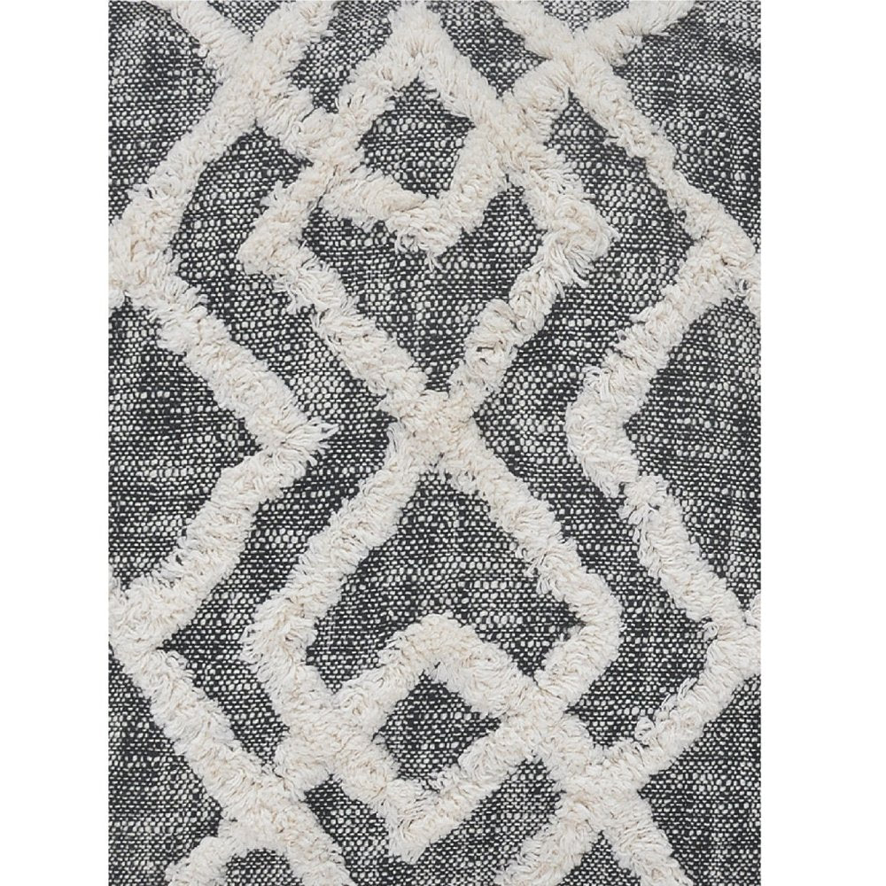 20" Black And Cream Geometric Cotton Throw Pillow Cover