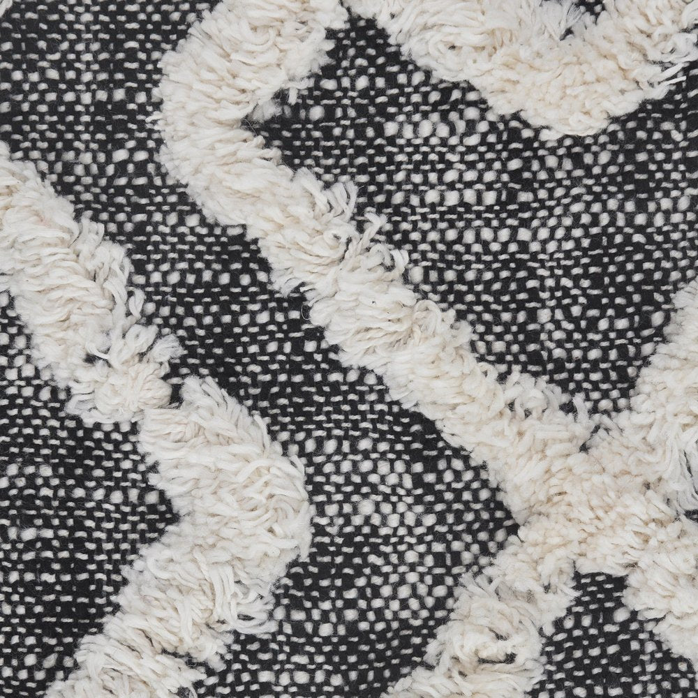 20" Black And Cream Geometric Cotton Throw Pillow Cover