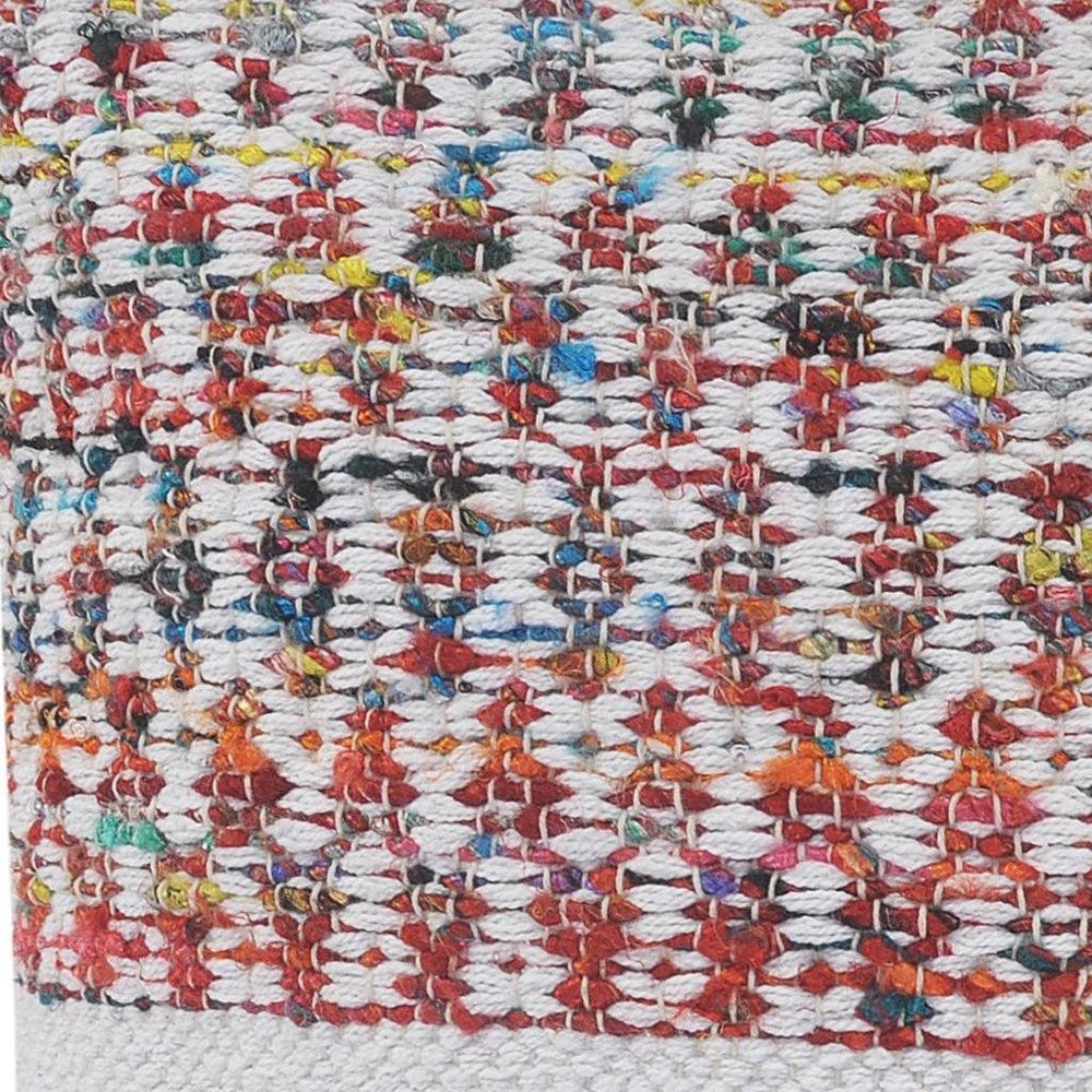 20" White And Red Striped Polyester Blend Throw Pillow Cover