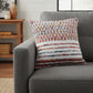20" White And Red Striped Polyester Blend Throw Pillow Cover