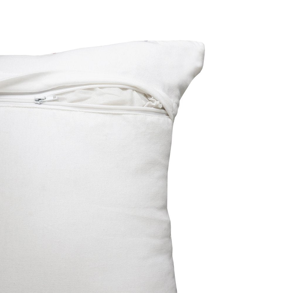 20" White And Red Striped Polyester Blend Throw Pillow Cover