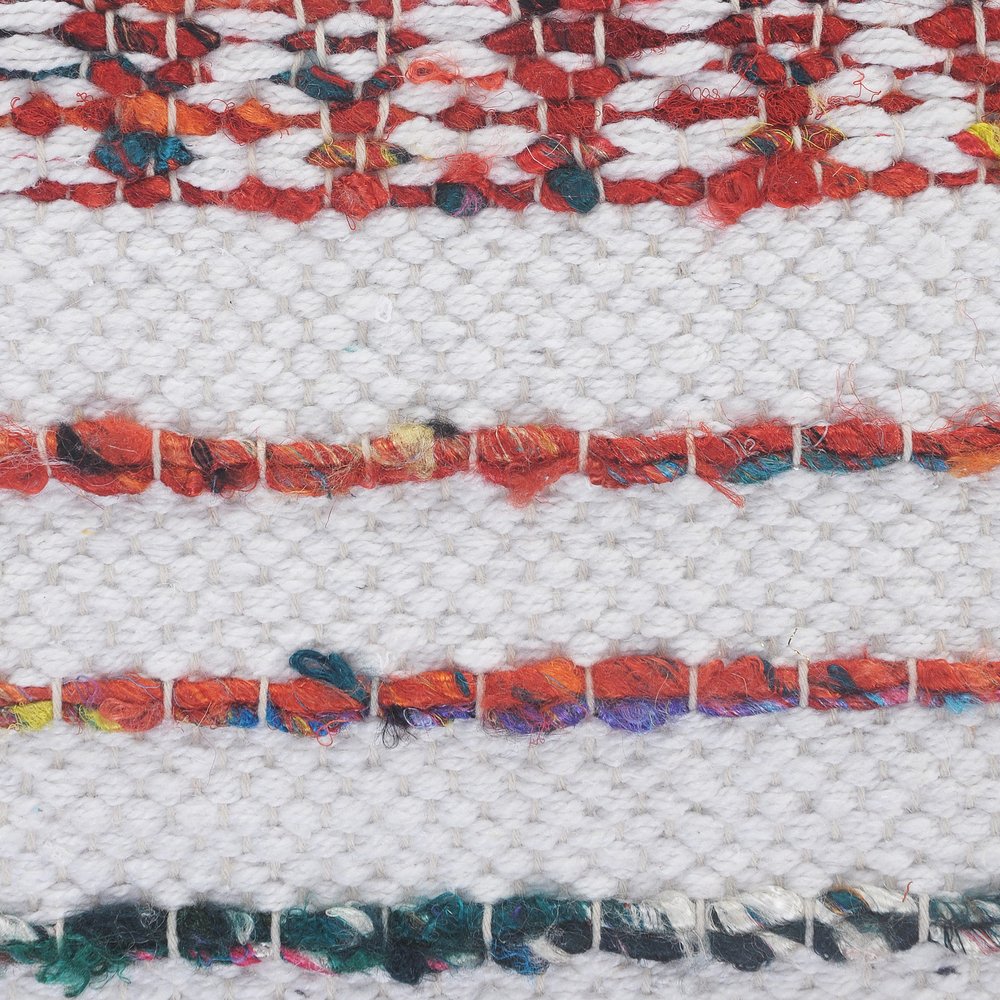 20" White And Red Striped Polyester Blend Throw Pillow Cover