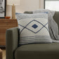 20" Blue And White Beach Geometric Cotton Throw Pillow Cover