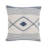 20" Blue And White Beach Geometric Cotton Throw Pillow Cover