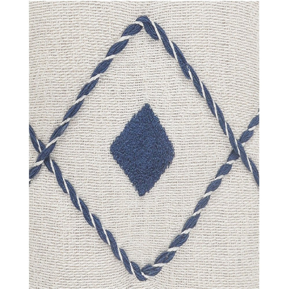 20" Blue And White Beach Geometric Cotton Throw Pillow Cover