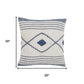 20" Blue And White Beach Geometric Cotton Throw Pillow Cover