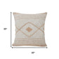 20" Cream And Tan Beach Geometric Cotton Throw Pillow Cover with Embroidery
