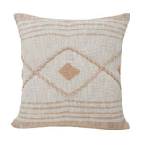 20" Tan And White Beach Geometric Cotton Throw Pillow Cover