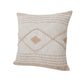 20" Cream And Tan Beach Geometric Cotton Throw Pillow Cover with Embroidery