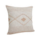 20" Cream And Tan Beach Geometric Cotton Throw Pillow Cover with Embroidery