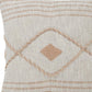 20" Cream And Tan Beach Geometric Cotton Throw Pillow Cover with Embroidery