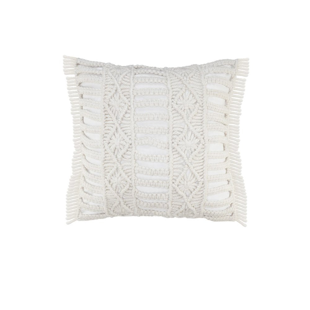 24" White Throw Pillow Cover