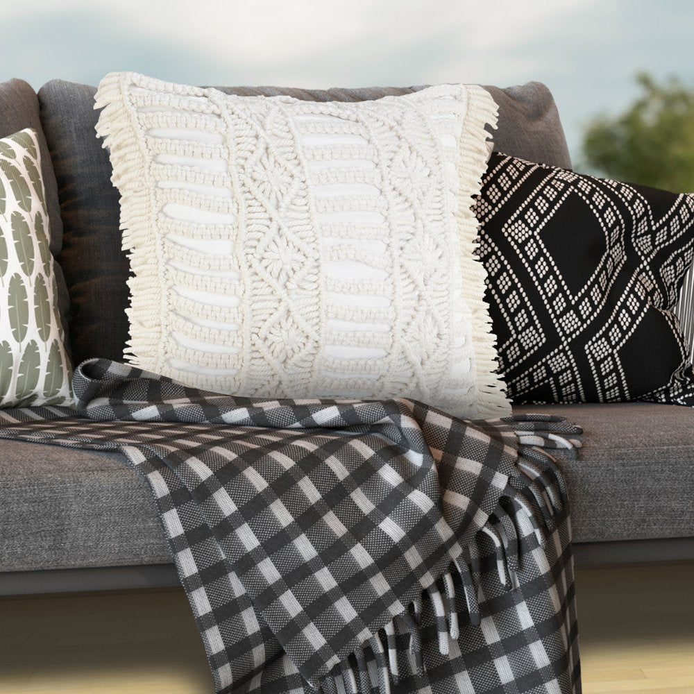 24" White Throw Pillow Cover