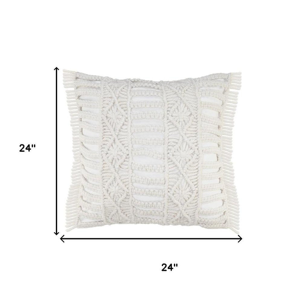 24" White Throw Pillow Cover