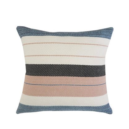 24" Cream Blue And Black Throw Pillow Cover
