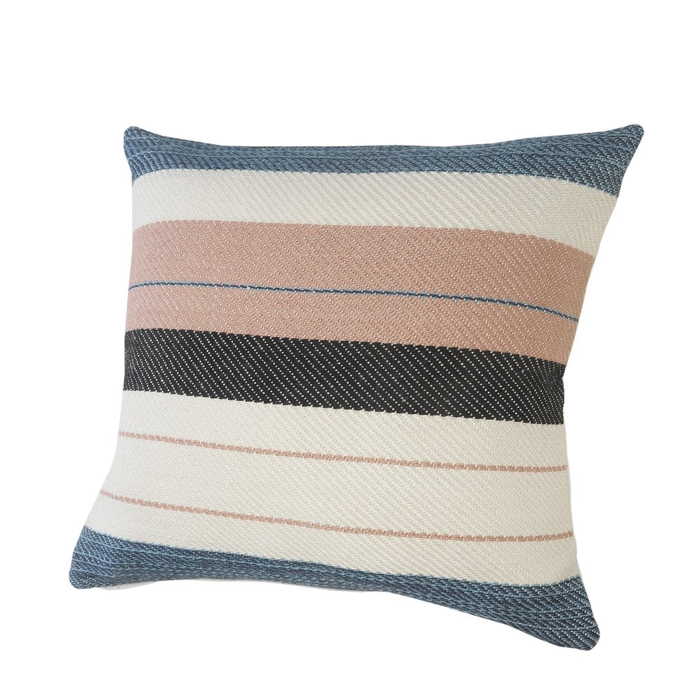 24" Cream Blue And Black Throw Pillow Cover