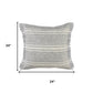 24" Gray And Ivory Striped Throw Pillow Cover