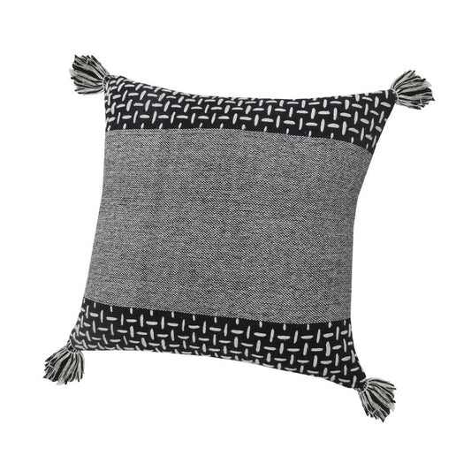20" Black And White Geometric Cotton Throw Pillow Cover