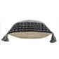 20" Black And White Geometric Cotton Throw Pillow Cover with Tassels