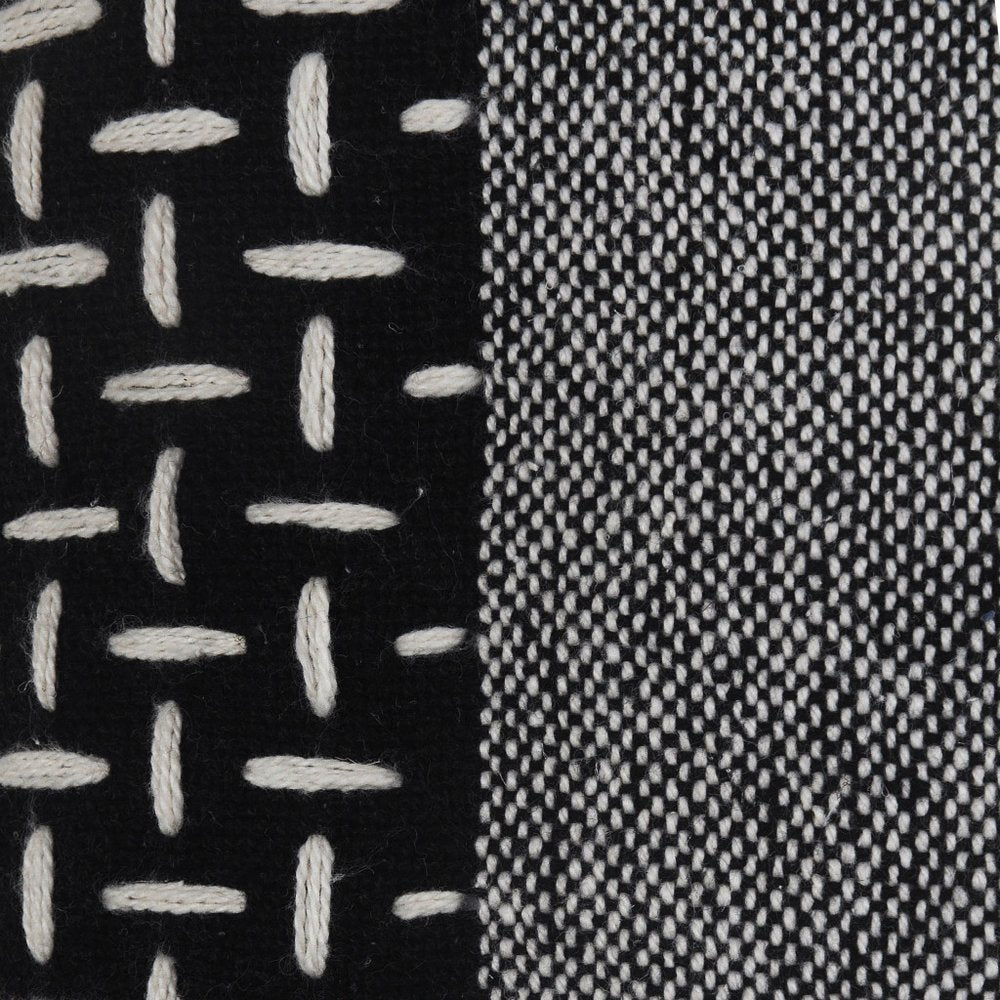 20" Black And White Geometric Cotton Throw Pillow Cover with Tassels