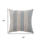 20" Gray And White Striped Cotton Throw Pillow Cover