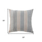 20" Gray And White Striped Cotton Throw Pillow Cover