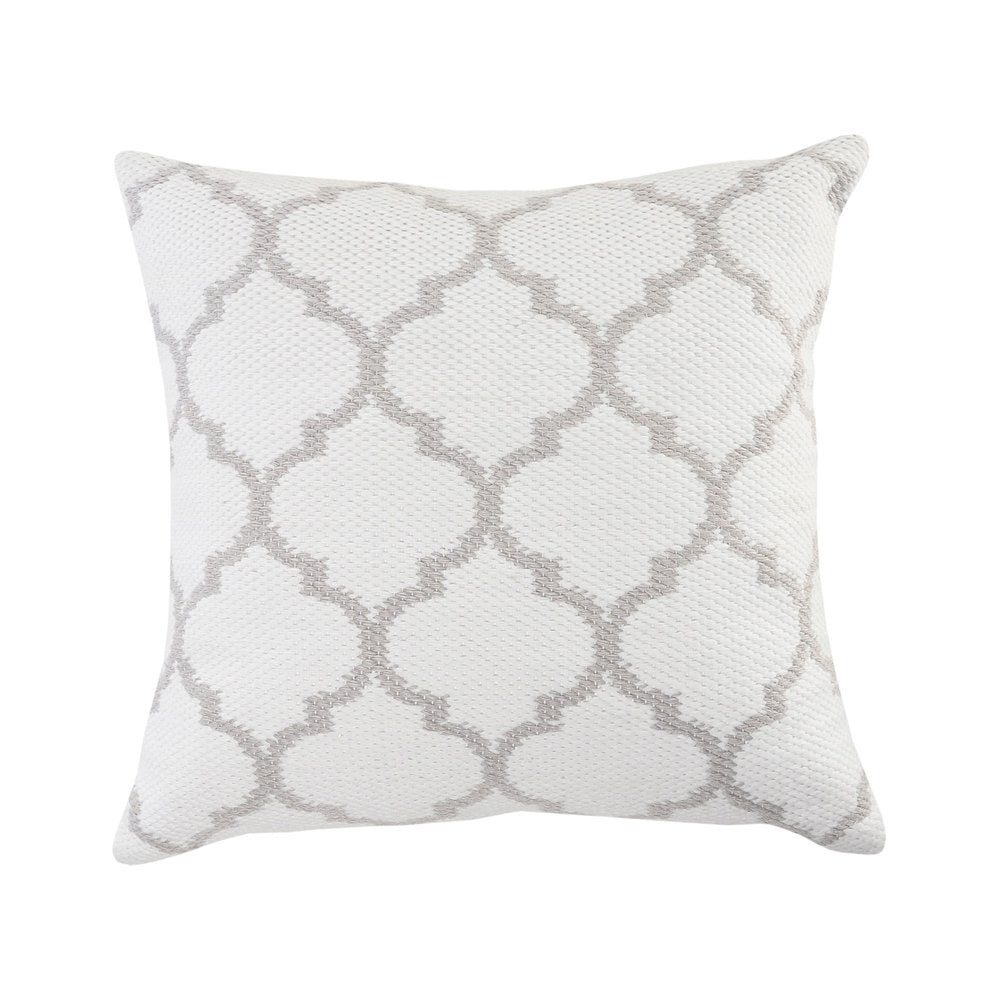 20" Ivory And Gray Throw Pillow Cover