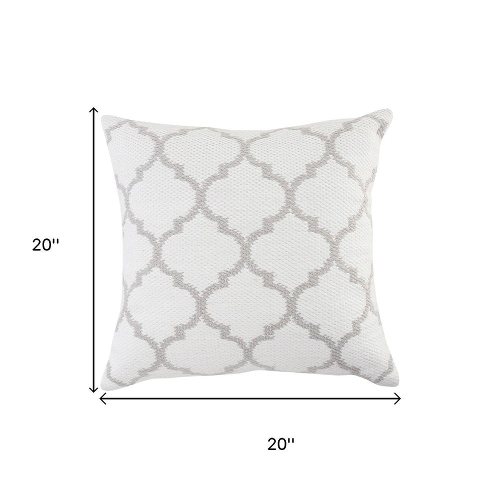20" Ivory And Gray Throw Pillow Cover