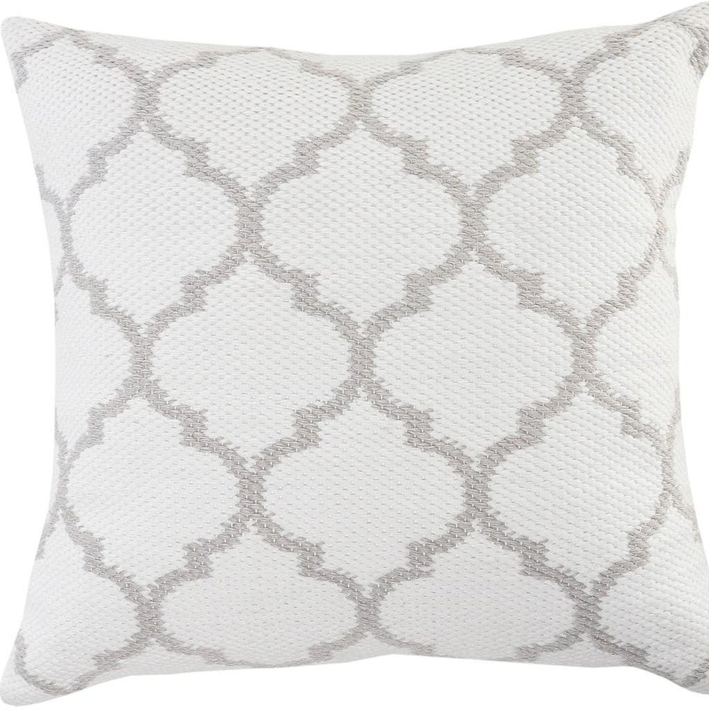 20" Ivory And Gray Throw Pillow Cover