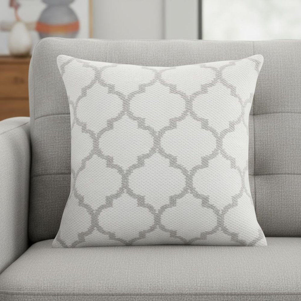 20" Ivory And Gray Throw Pillow Cover