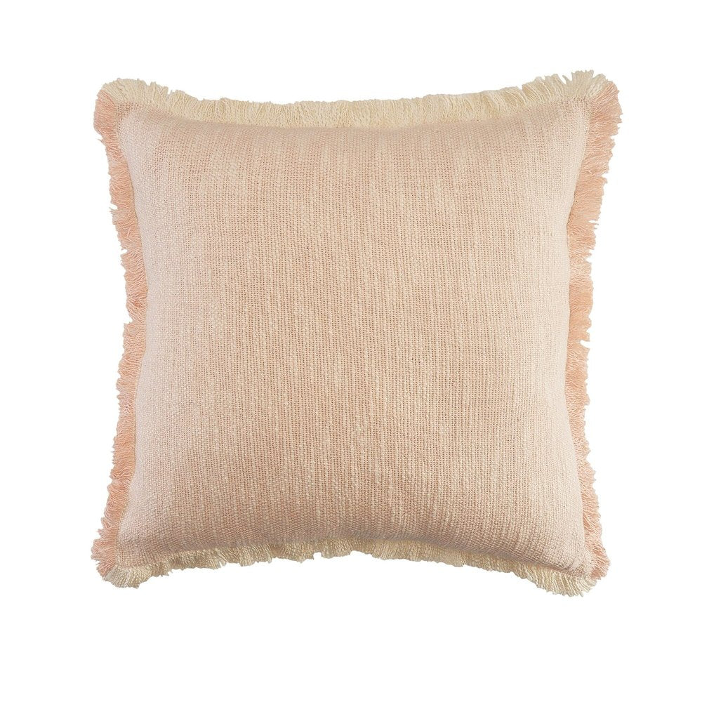 20" Pink And Cream Cotton Throw Pillow Cover