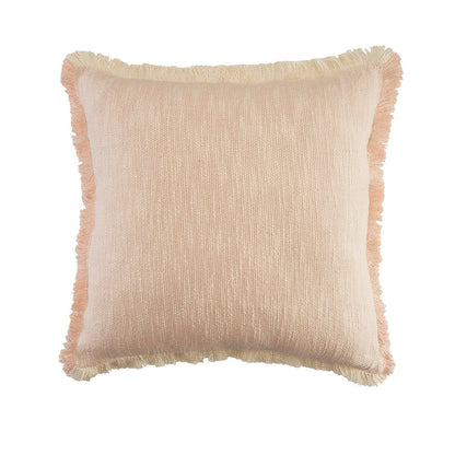 20" Pink And Cream Cotton Throw Pillow Cover