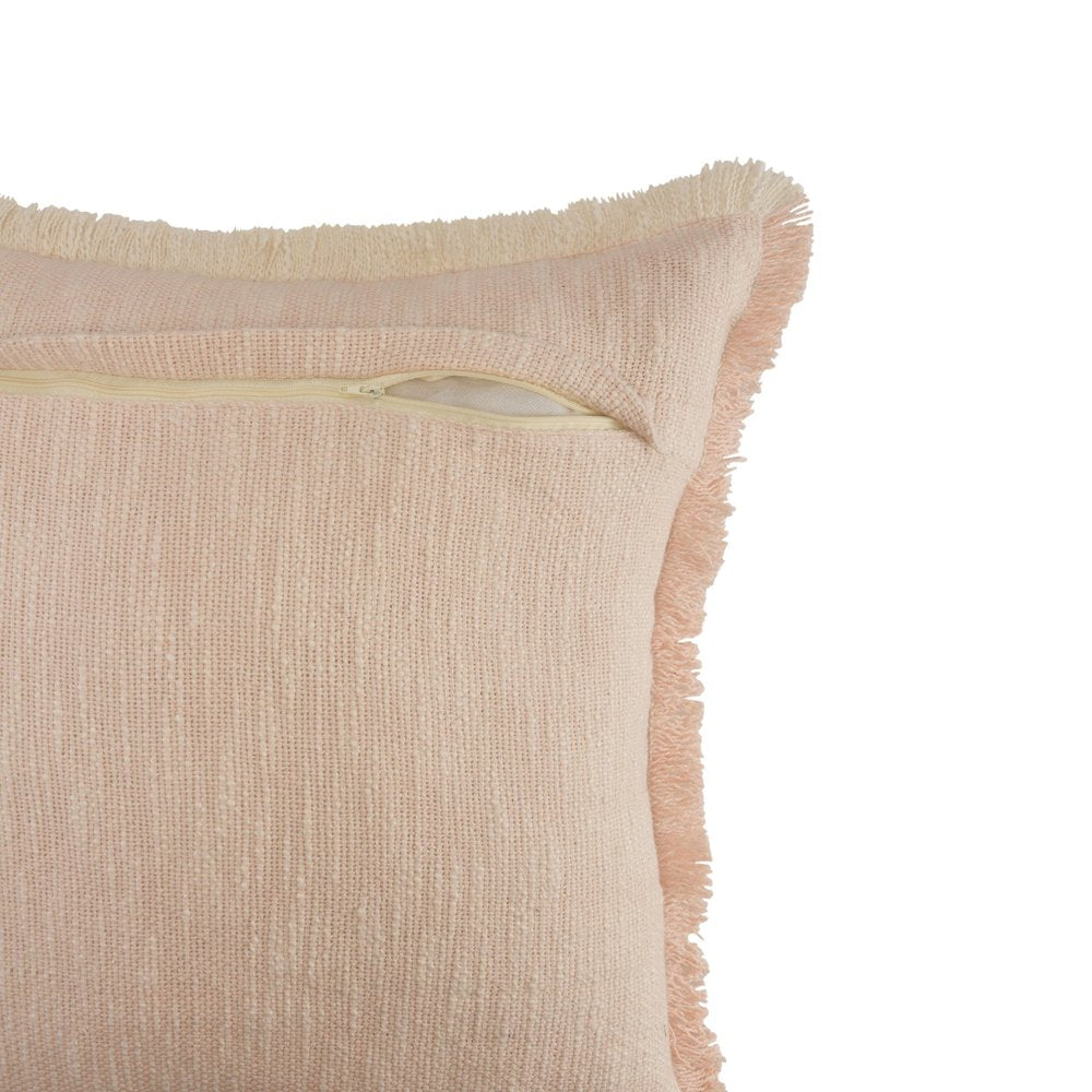 20" Pink And Cream Cotton Throw Pillow Cover