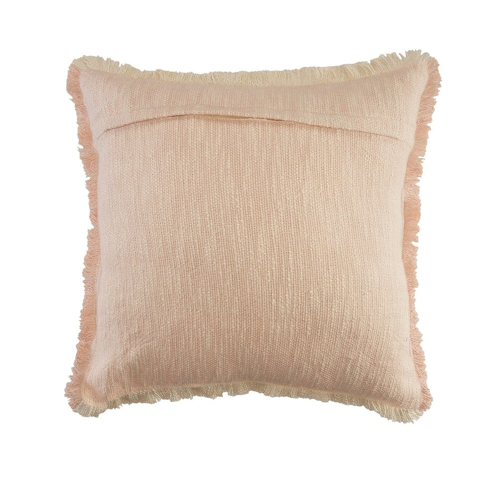 20" Pink And Cream Cotton Throw Pillow Cover