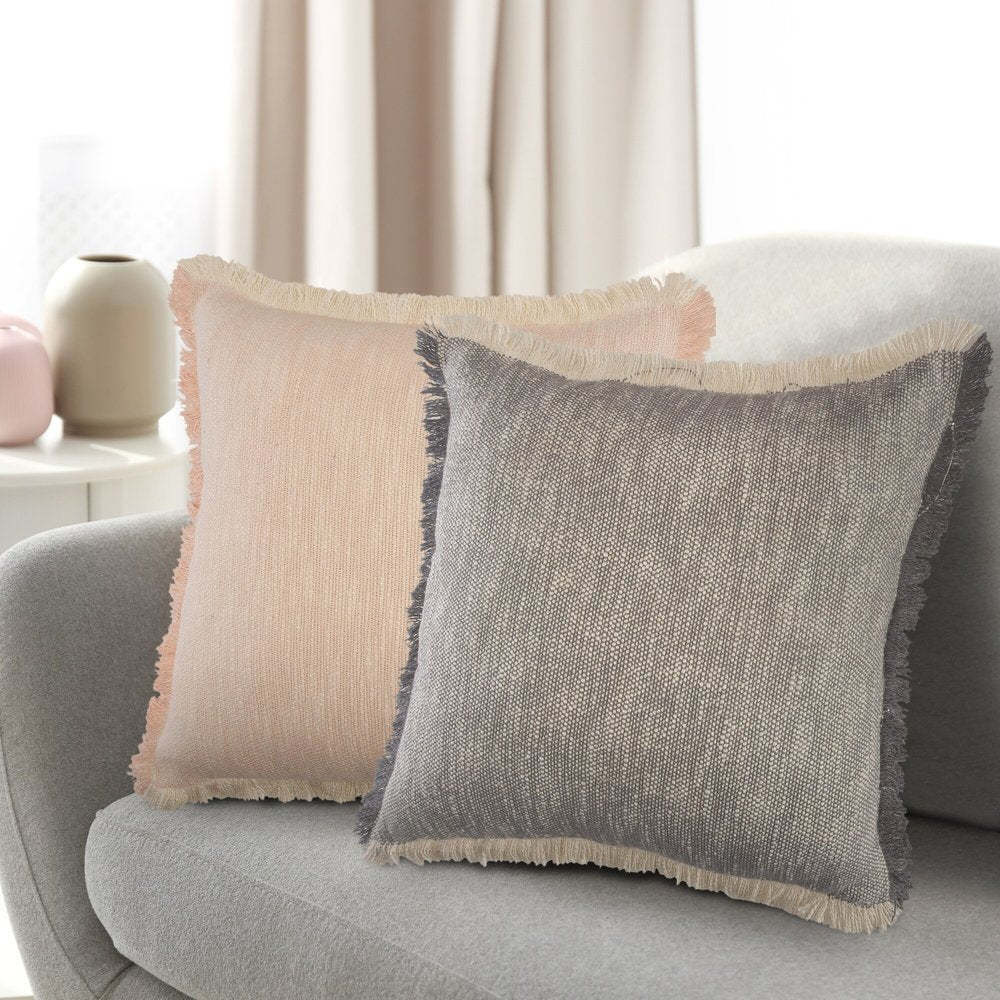 20" Pink And Cream Cotton Throw Pillow Cover