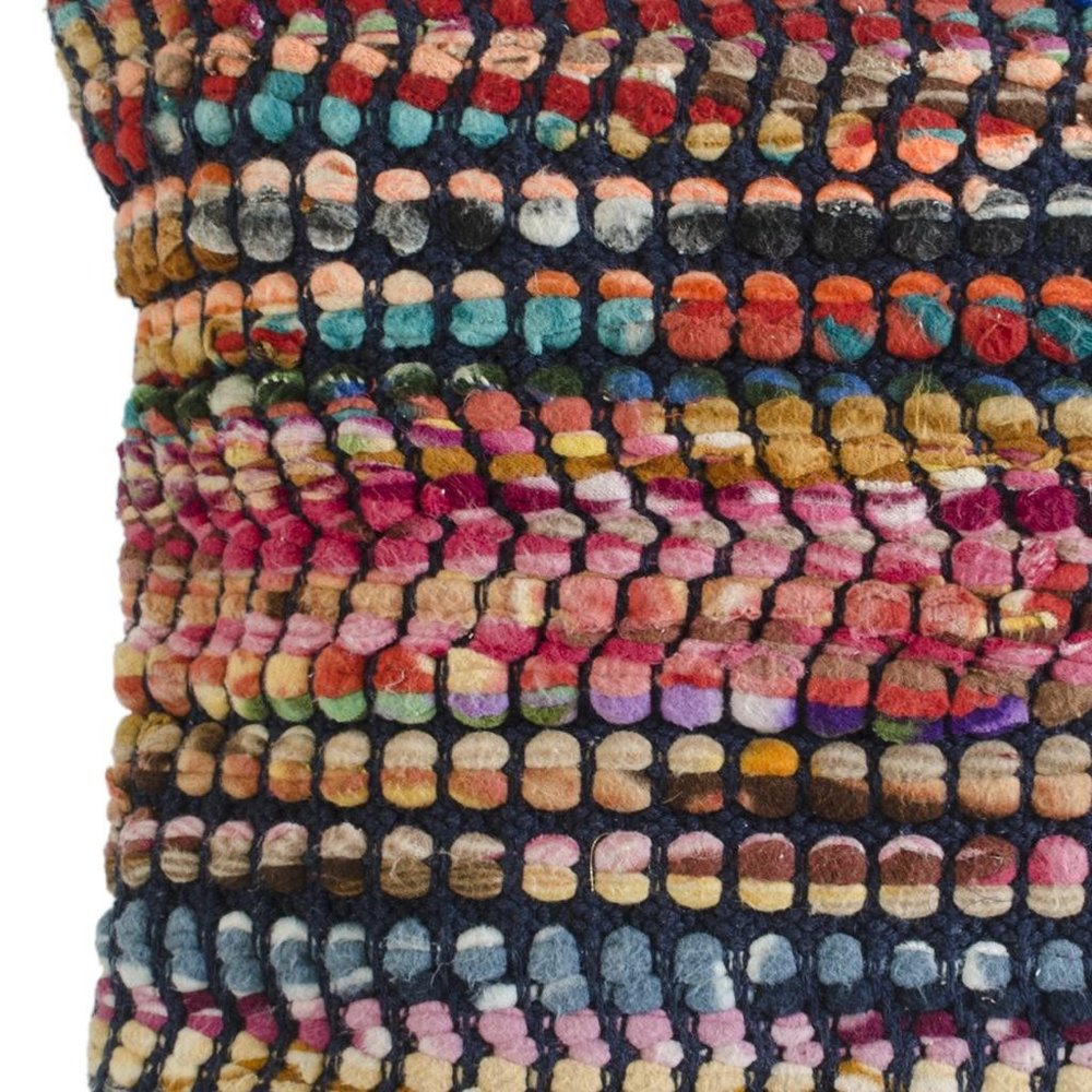 20" Pink Red And Blue Geometric Cotton Blend Throw Pillow Cover