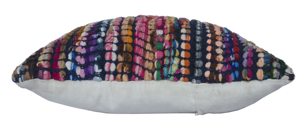 20" Pink Red And Blue Geometric Cotton Blend Throw Pillow Cover